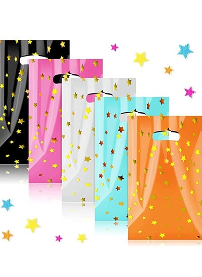 Buy 50 Pieces Party Favor Bags, Assorted Starry Party Bags For Kids, Plastic Goodie Bags Double-Sided Mini Bags With Handles For Birthday Wedding Birthday (Orange, Blue, White, Pink, Black) in Saudi Arabia