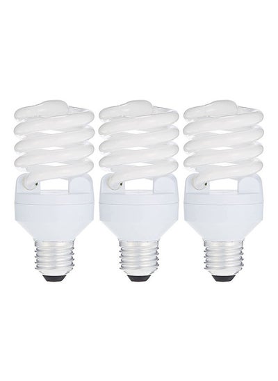 اشتري 3-Piece 23W Duluxstar E27 6500K Mini Twist Compact Fluorescent Spiral Bulb Cool Day Light في الامارات