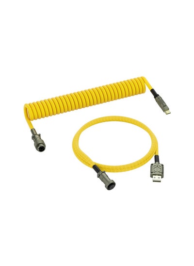 Buy Braided Keyboard Cables 1.5m Coiled Type-C to USB A with Detachable Aviator Connector.for Gaming Keyboard/Tablet -Yellow in UAE