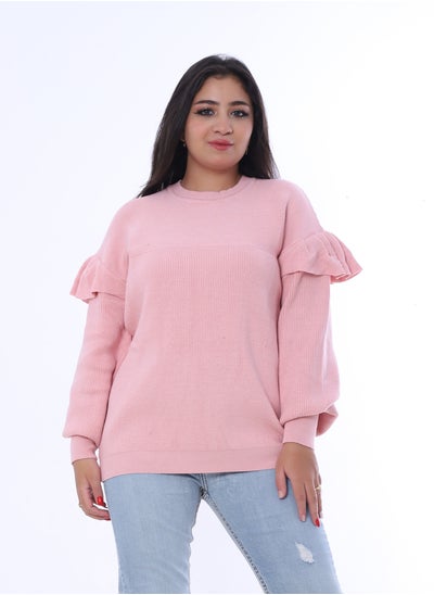 Buy Women's plain long-sleeved sweater_Pink in Egypt