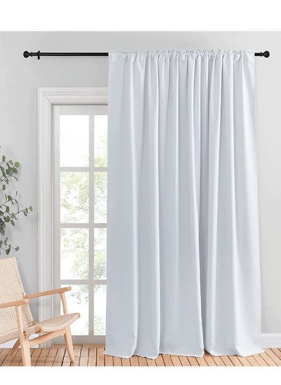 Buy Room Divider Blackout Curtains Thermal Insulated Decor Rod Pocket Blackout Drapes for Bedroom Dining Studio Office Greyish White 200x270/200x240/200x200cm in UAE