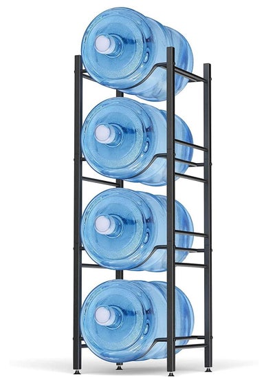 Buy 4 Tier Water Bottle Holder 5 Gallon Shelves, Heavy Duty Water Bottle Stand Storage for Kitchen Home and Office Black in UAE