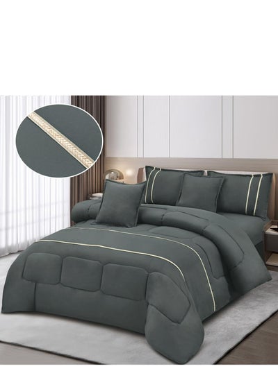 Buy Two-Piece Summer Bed Mattress 6 Pieces Middle Filling Geometric Design Microfiber 230x250 Cm in Saudi Arabia