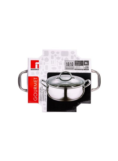 Buy Gourmet Induction Stainless Steel Casserole With Glasslid 28Cm in UAE