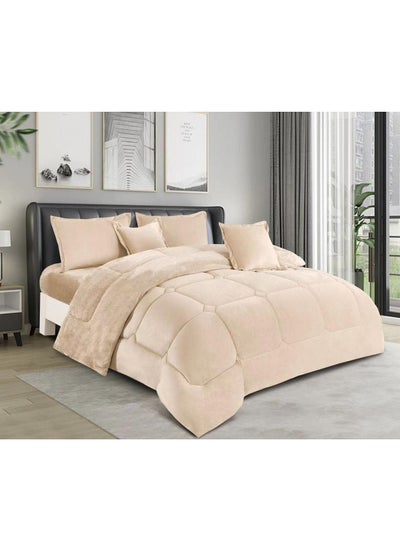Buy 6 Pieces Winter Royal Comforter One Velvet Side And One Side Fur King Size in Saudi Arabia