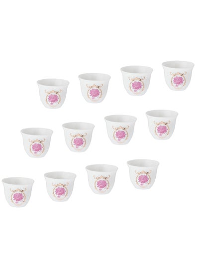 Buy 12 Piece Saudi Arabian Coffee Cups White Porcelain With Engraving in Saudi Arabia