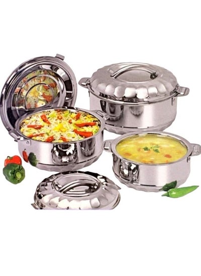 Buy 3pcs stainless steel heating pot set with lids thermal heating pot 1000ml, 1500ml, 2500ml in Saudi Arabia