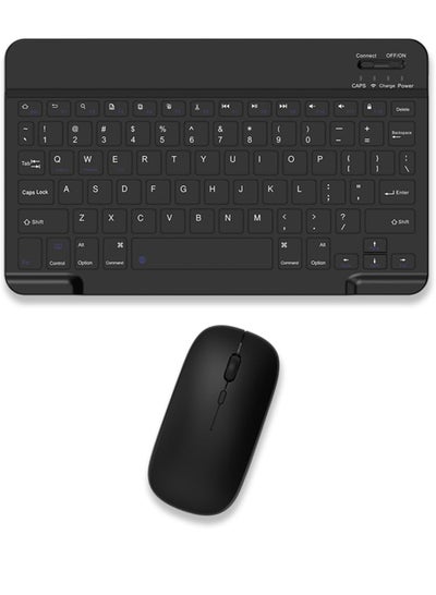 اشتري Wireless Rechargeable Bluetooth Keyboard and Mouse - Compact and Slim - Portable Wireless Mouse/Keyboard Home Office Smart Phone/Tablet/PC - iPhone iPad Pro Air Mini, iPad OS/iOS (Black) في الامارات
