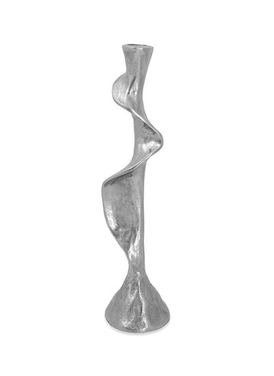 اشتري Ruly Taper Candle Holder, Silver - 7x34 cm في الامارات