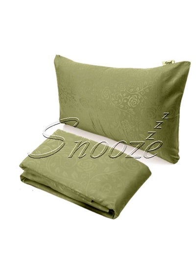 Buy Snooze Fitted Jakared microfiber single Bed Sheet - Dark green (flowery design)+ Free Pillowcase in Egypt