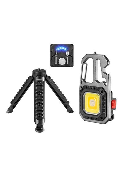 اشتري Multi-function Magnetic Light Portable Mini LED Flashlight Keychain Light with bracket and 2 screws في السعودية