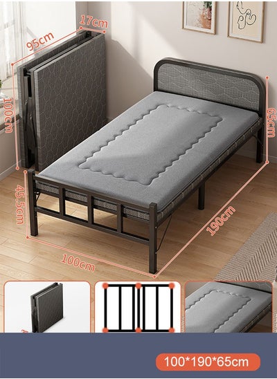 Buy Portable Foldaway household Simple Bed companion with Lambwool Matress 100 cm in UAE