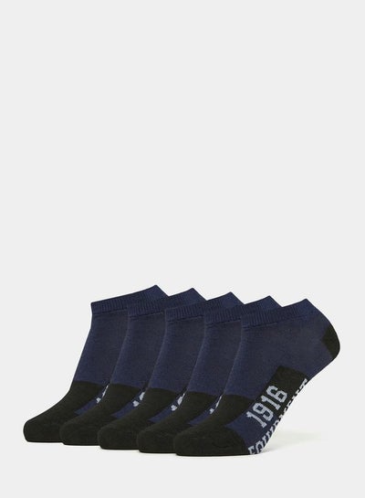 اشتري Pack of 5 - Contrast Slogan Print Shoe Liner Socks في السعودية