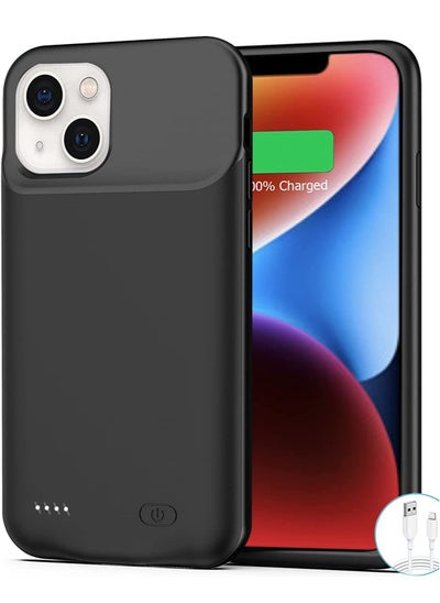 اشتري Battery Case for iPhone 14, Real 3500 Rechargeable Smart Extended Charging Case with 1x Screen Protector, Ultra-Slim Portable Protective Battery Pack Black في الامارات