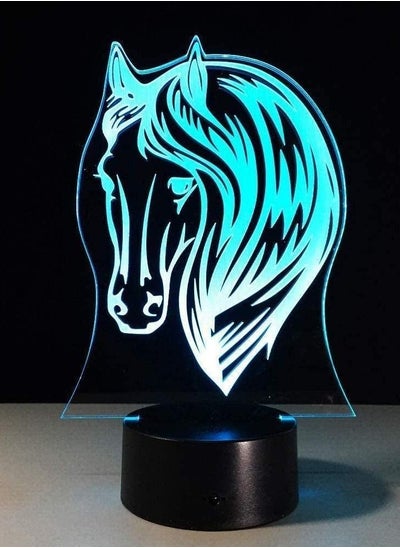 Buy 3D Illusion Lamp LED Horse Head Multicolor Night Light Cartoon Table Cool Kids Desk Modern Bedroom Bedroom Kids Birthday Gift in UAE