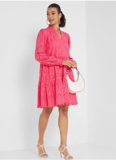 Buy V-Neck Puff Sleeve Dress in UAE