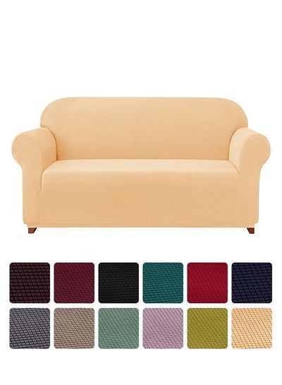 Buy Two Seater Exquisitely Full Coverage Sofa Cover Beige 145-185cm in UAE