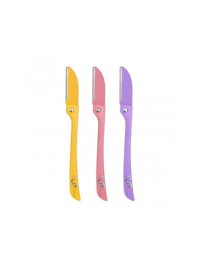 Buy 3-Piece Flamingos Ladies Razor For Facial And Body Hair Yellow/Pink/Purple in Egypt