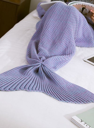 Buy Knitted Mermaid Tail Blanket Sleeping Bag Cotton Purple M in Saudi Arabia
