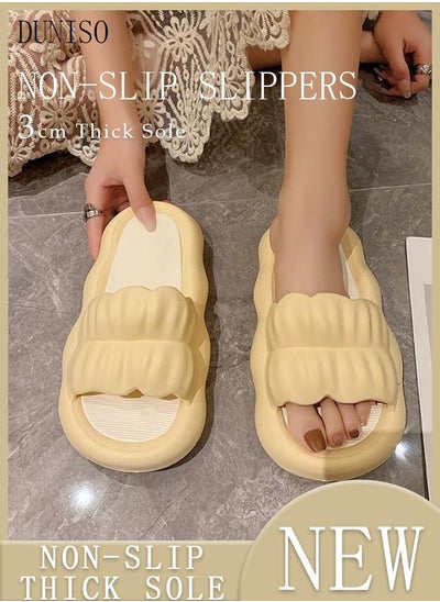 Buy Slippers for Women Quick Drying Slide Sandal with Thick Sole Non-Slip Soft Shower Slippers Open Toe Spa Bath Pool Gym House Sandals for Indoor & Outdoor in Saudi Arabia