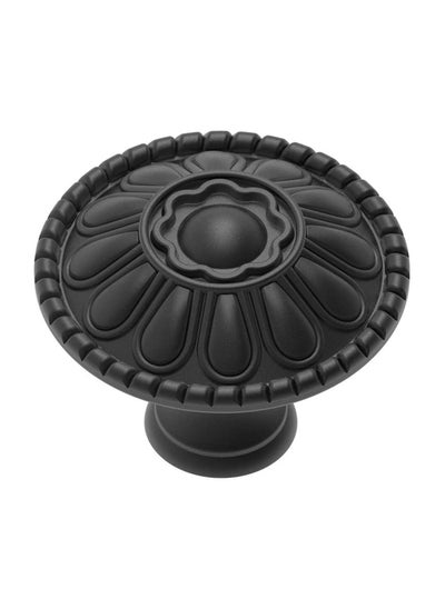 Buy Stylish Round Cabinet Knob, 9-Pack Matte Black Kitchen Cabinet Pulls, Elegant Matte Round Farmhouse Dresser Handles Drawer Knobs for Modern Closet Furniture Door, Unique Floral Design in UAE