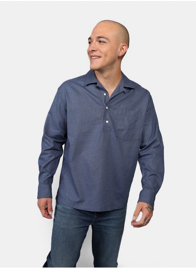 Buy AE Long-Sleeve Linen-Blend Popover Shirt in Saudi Arabia