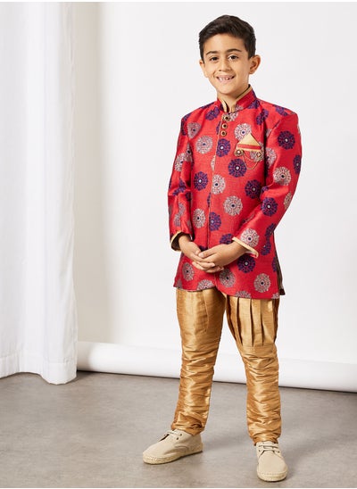 Buy Boys Floral Print Indo Western Sherwani Set for Boys in UAE