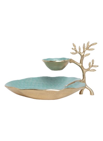 اشتري Sepia Tree Chip & Dip Tray, Turquoise & Gold – 35x20 cms في الامارات