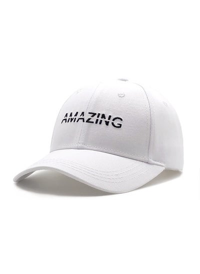 Buy Embroidered Leisure Duck Tongue Hat Fashionable Truck Driver Hat Adjustable Cotton Flat brim Hip Hop Men's and Women's Baseball Hat Sunshade Hat White in Saudi Arabia