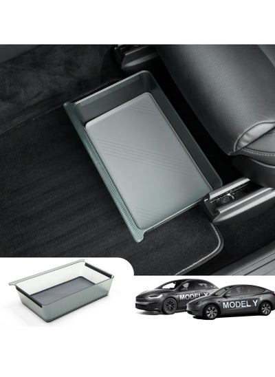 Buy Underseat Storage Box for Tesla Model Y and X 2021-2023, Driver and Passenger Underseat Tray Organizer with Silicone Pad, Hidden Organizer Console, Interior Accessories in UAE