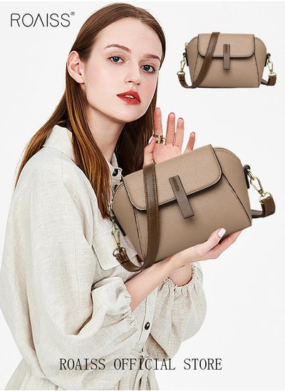 اشتري Women's New Fashion Bags Soft Leather Simple Classic Crossbody Bag Double Layer Compartment Magnetic Closure Handbag Shell Bag في السعودية