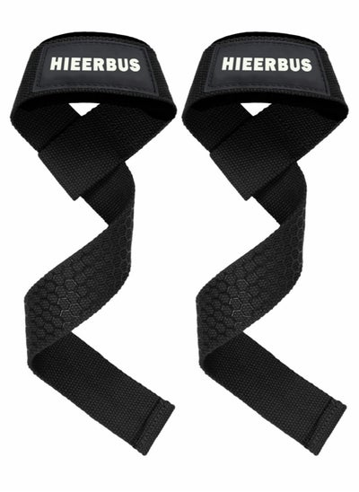 Buy Cotton Hard Pull Wrist Lifting Straps Grips Band-Deadlift Straps with Neoprene Cushioned Wrist Padded and Anti-Skid Silicone - for Weightlifting, Bodybuilding, Xfit, Strength Training in Saudi Arabia