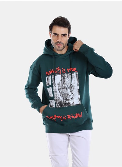 اشتري Printed Hoodie With Kangaroo Pockets في مصر