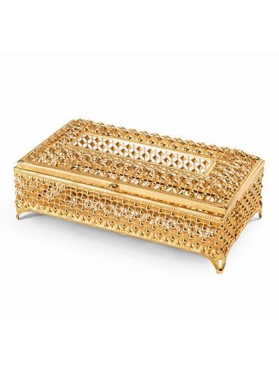 اشتري Piramit Metal Napkin Holder, Gold - 24x12x8 cm في الامارات