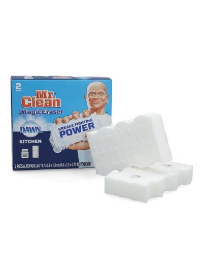 Buy 2-Piece Magic Eraser Kitchen and Dish Scrubber Set White 11.7 x 5.9 x 1.8 cm in Saudi Arabia