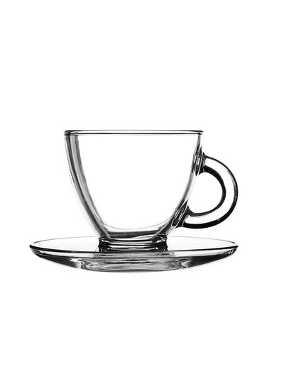 اشتري Entertain Cappuccino Cup & Saucer, Clear - Set of 2 في الامارات