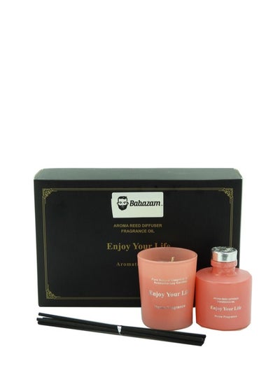 Buy Scented Candle Set with Fragrance Oil Pink in UAE