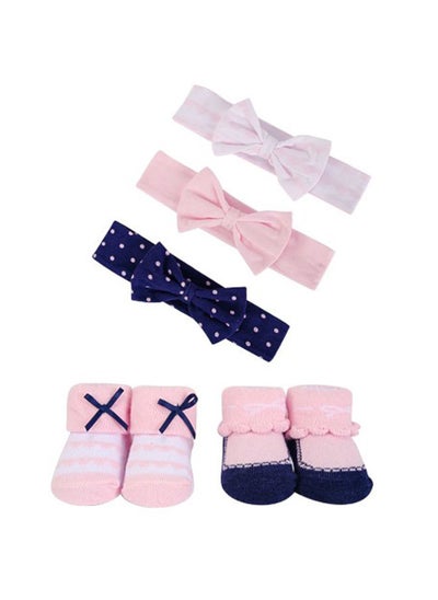 Buy 3 Piece Headband And 2 Piece Socks Set Pink Polka Dot in UAE