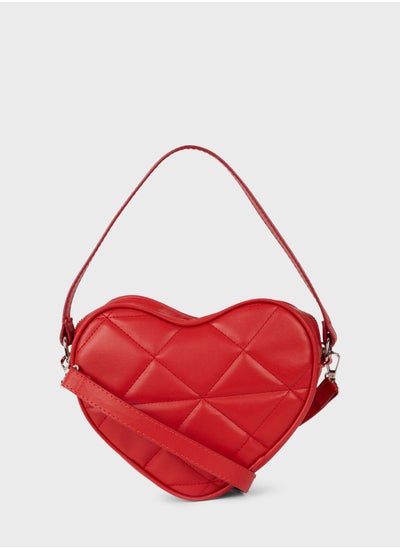 Buy Woman Heart Look Faux Leather Handbag in UAE