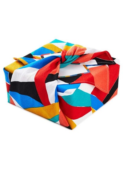 اشتري Reusable Fabric Gift Wrap (1 Sheet: 26" X 26" Red Yellow Teal Blue Black Abstract) For Birthdays Graduations Baby Showers Holidays في الامارات