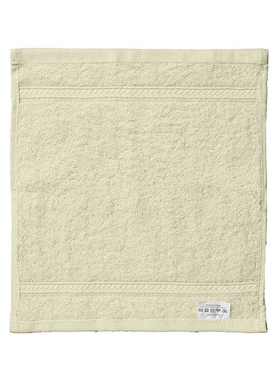 اشتري DEYARCO Princess Terry 100% Cotton 480 GSM Face Towel, Super Soft Quick Dry Highly Absorbent Dobby Border Ring Spun, Size: 30 x 30cm, Cream في الامارات