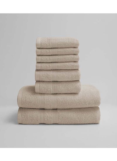 Buy 8 Pieces Set by La'Marvel Silver Cloud 550 GSM 100% Cotton Luxury Home Towels in Saudi Arabia