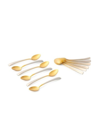 Buy 12pcs Cutlery Set, 18/10 Stainless Steel, Flatware Set, 12pcs Tea Spoon, Gold Gradient, for Home Kitchen, Mirror Polished - Dishwasher Safe in UAE