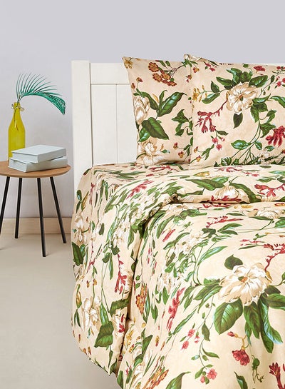 Buy 3-Piece Daisy White Printed Design 144 TC Poly Cotton Single Comforter Set in UAE