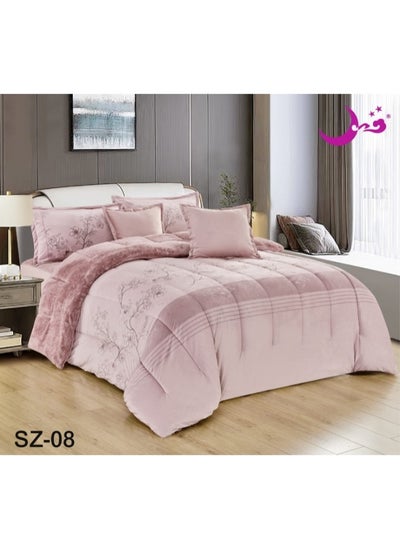 Buy Winter single bed sheet, 4 pieces, two sides, velvet side and fur side, size 170x220 cm in Saudi Arabia