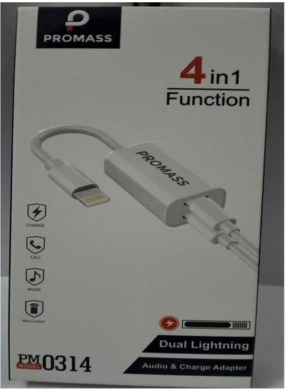 Buy Charger and Headphone Cable 4 in 1 Original For IPhone, White Color From Promas in Saudi Arabia