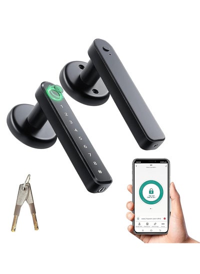 Buy Robustline Electronic Smart Lock For Front Door with 4 Function- Fingerprint, Mobile App, Passcode, Metal Key (2 YEARS WARRANTY) (RBSL3010B) in UAE