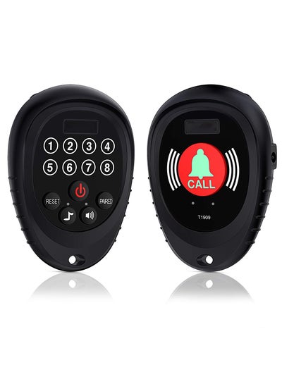 Buy Rechargeable Wireless Caregiver, Pager Smart Call Button Transmitter with Receiver 1000 Feet Range Nurse Calling Alert Patient Help System for Elderly (1 Call Button and 1 Receiver, Black) in UAE