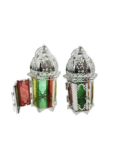 اشتري Silver Elegance Set of 12 Metal Lanterns 6.5x16.5cm Each, Illuminate in Style في الامارات