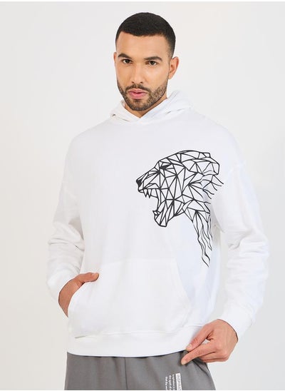 Buy Tiger Placement Print Fleece Oversized Hoodie in Saudi Arabia